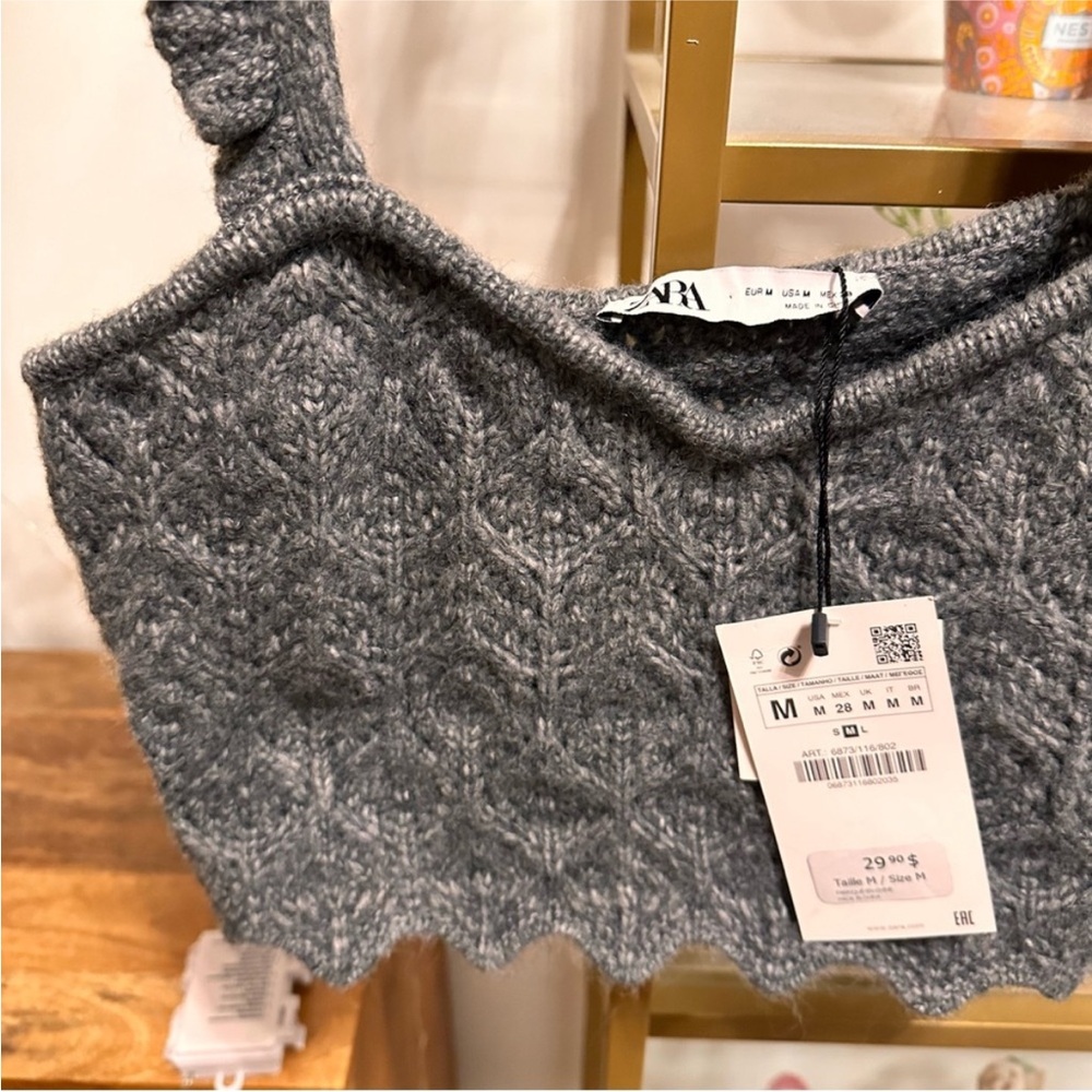 Zara knit crop top with ruffle straps - Picture 6 of 9